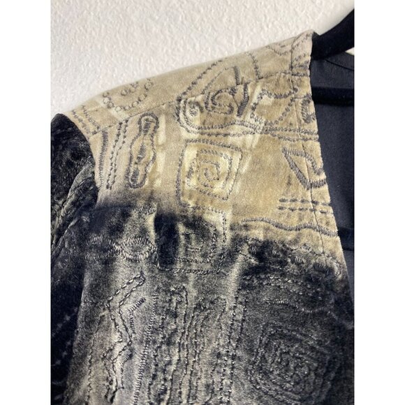 Chico's 0 Embroidered Velvet Brown Black Blazer Jacket Size Small Career Office - Picture 9 of 11